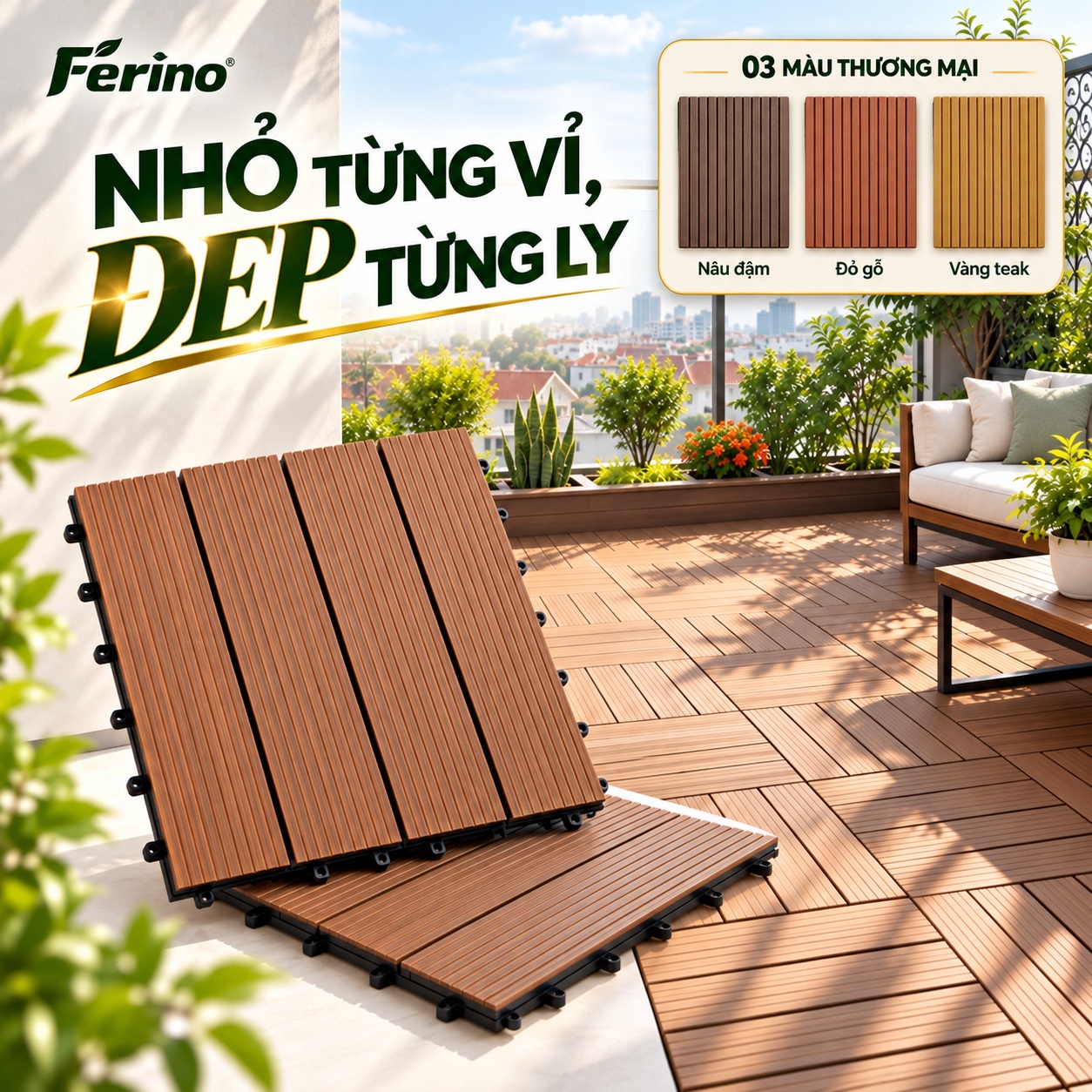 Ba màu thương mại của vỉ gỗ nhựa Ferino